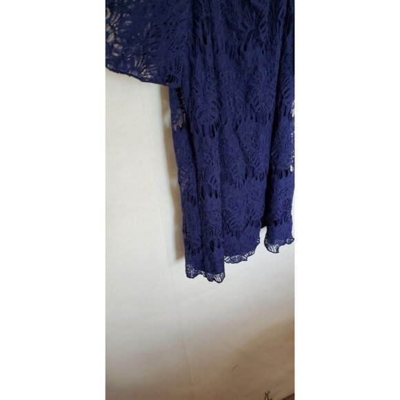 Love Fire Blue Lace Cold Shoulder Dress Lined M - Picture 14 of 16